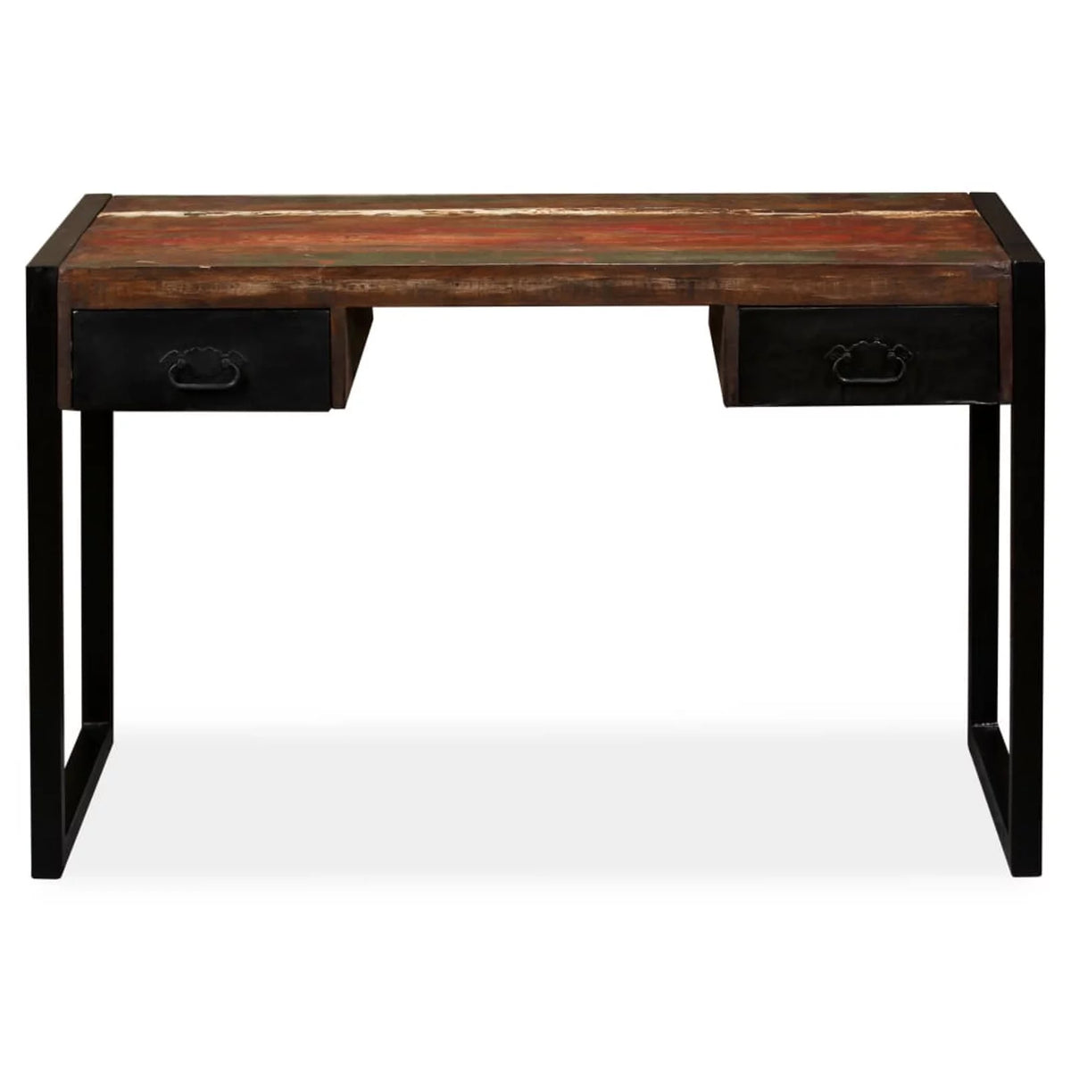 Writing Desk with 2 Storage Drawers Reclaimed Wood Steel Legs J122