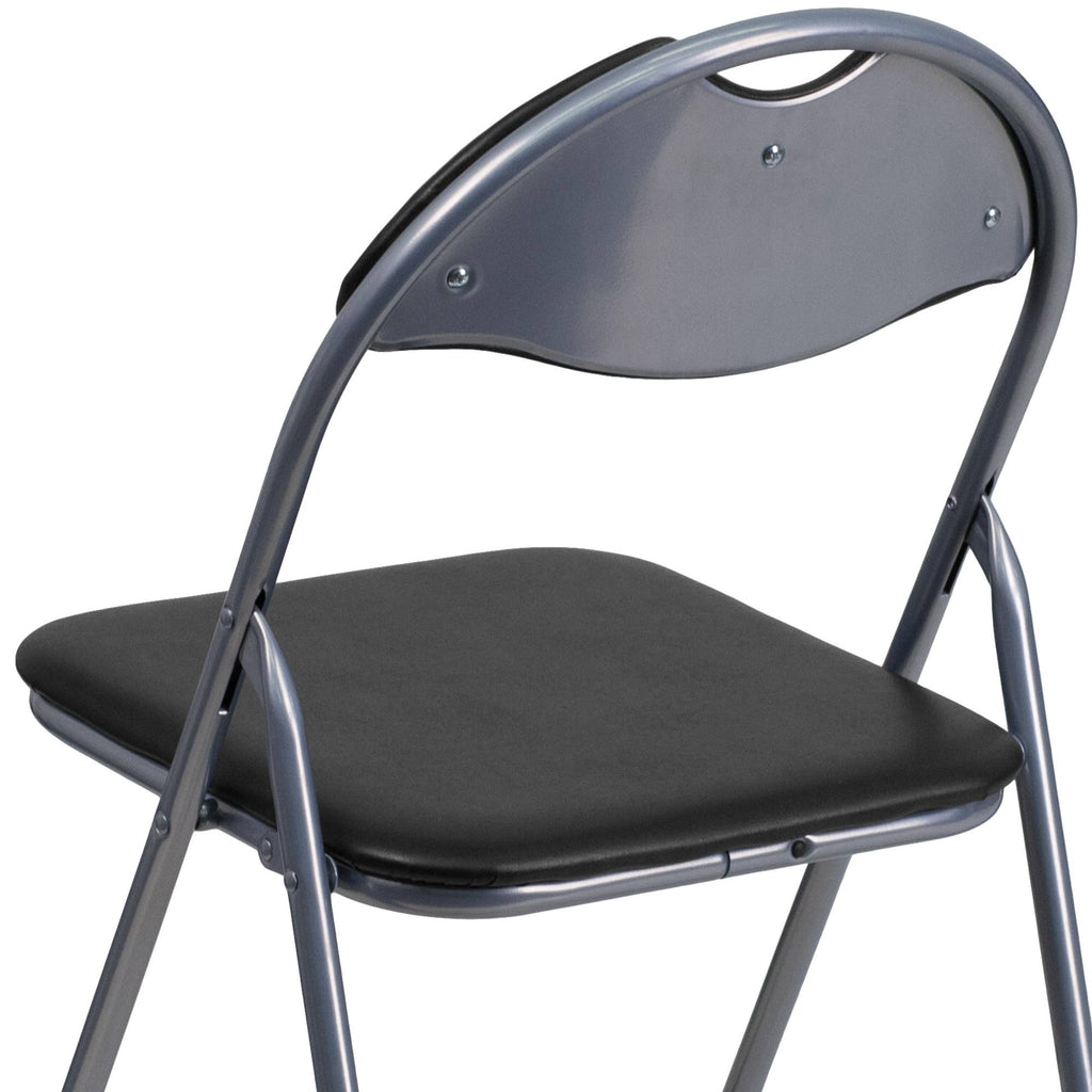 Black Vinyl Metal Folding Chair 4 Pk N22422