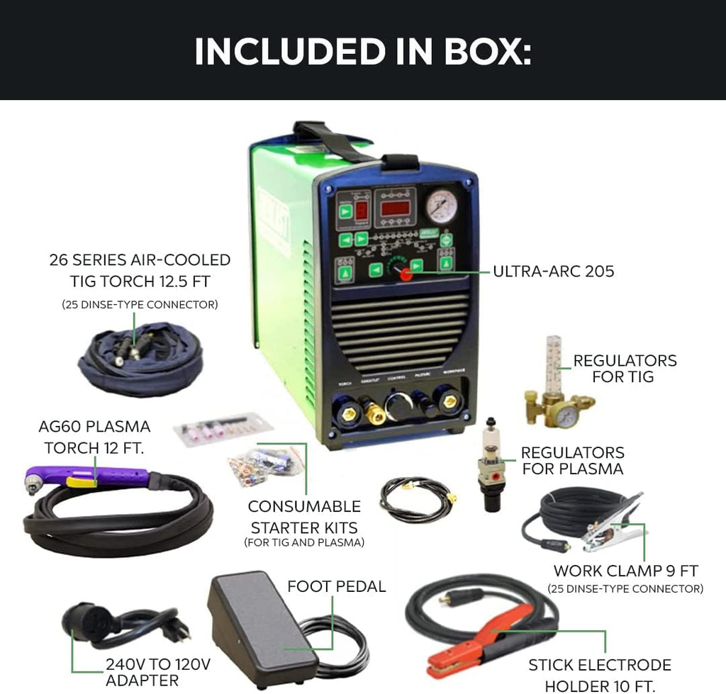 Multi Process Welder TIG Stick Pulse Plasma Cutter Dual Voltage 110v/220v H113889