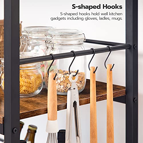 Rustic Brown and Black Kitchen Island with Storage H683