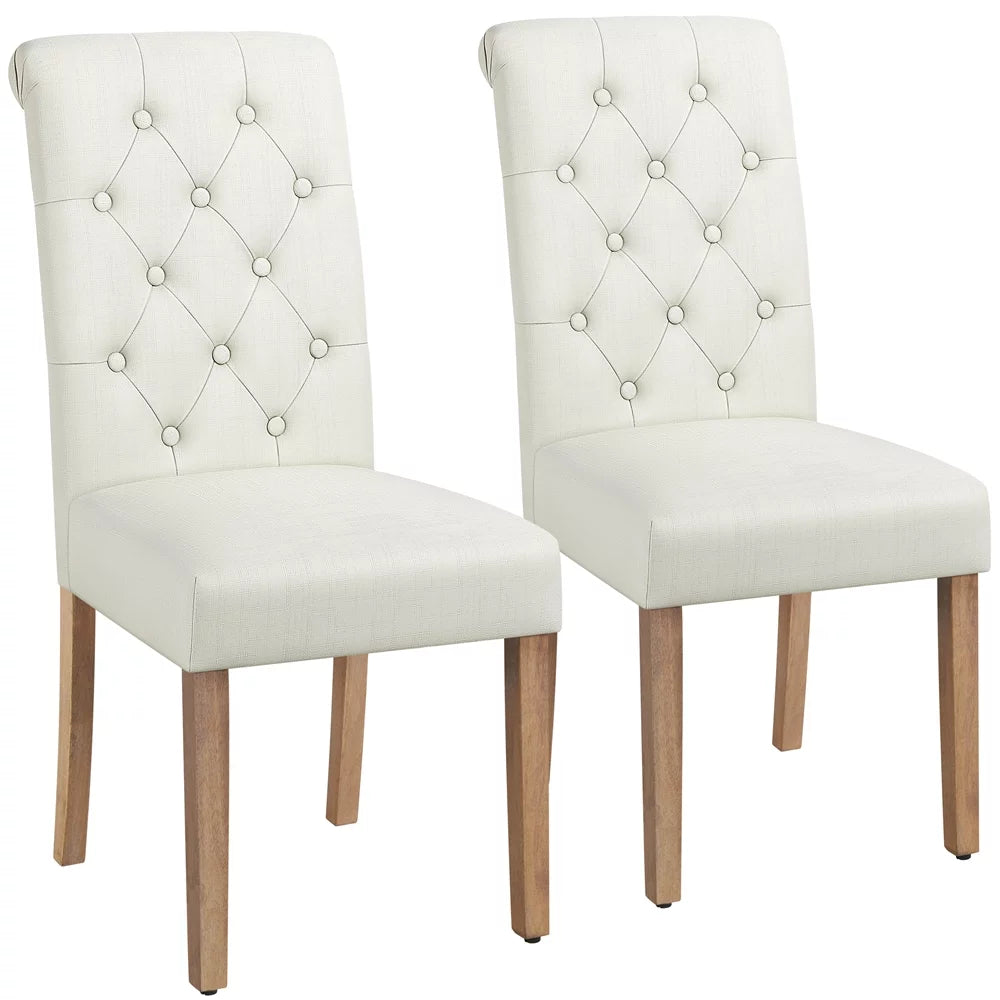 Beige Fabric Upholstered Dining Chair, 2 Piece D148057