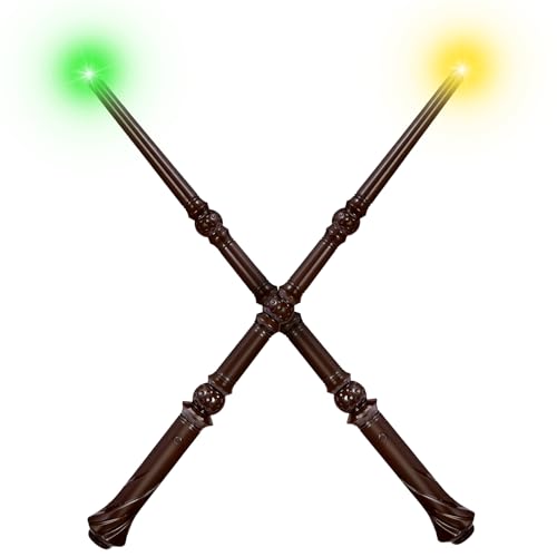 Light Up Magic Wand with Sounds & 4 Color Lights, Brown, 2PCS U605238