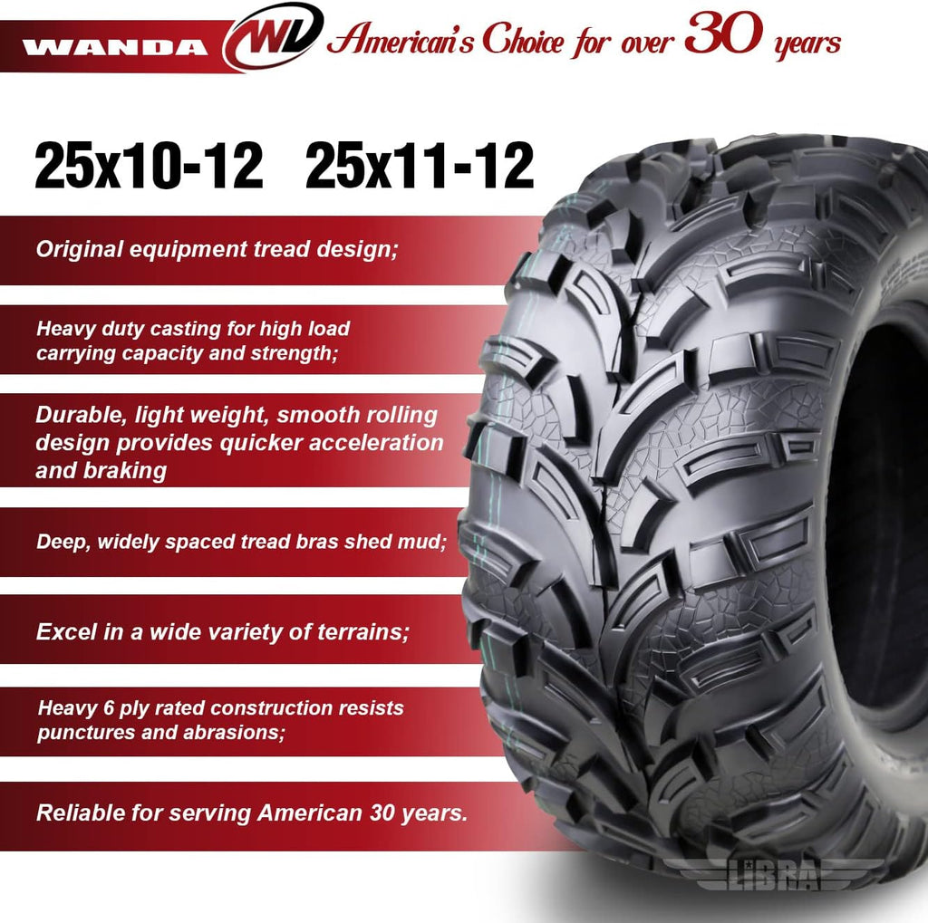 Set 6 25x10-12 & 25x11-12 ATV UTV Tires A606176