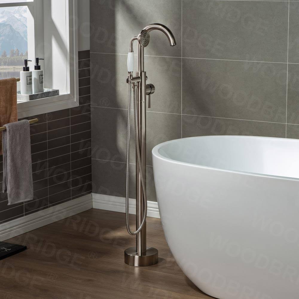 Brushed Nickel Freestanding Bathtub Faucet with Hand Shower U532359