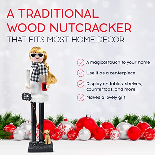 White and Black Wooden Nutcracker Woman 15" E178567