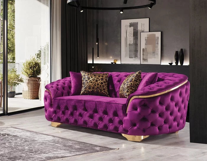 Purple Velvet Sofa & Loveseat S2954