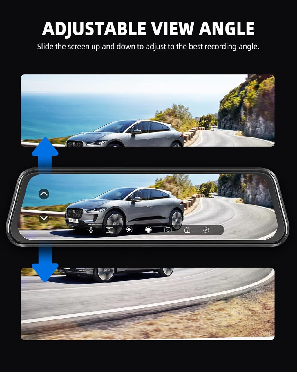 10'' Touch Screen 3 Channel Mirror Dash Cam K3636