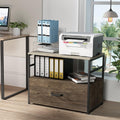 Wood Lateral File Cabinet with 1 Drawer, Printer Stand with Storage Shelves H53641