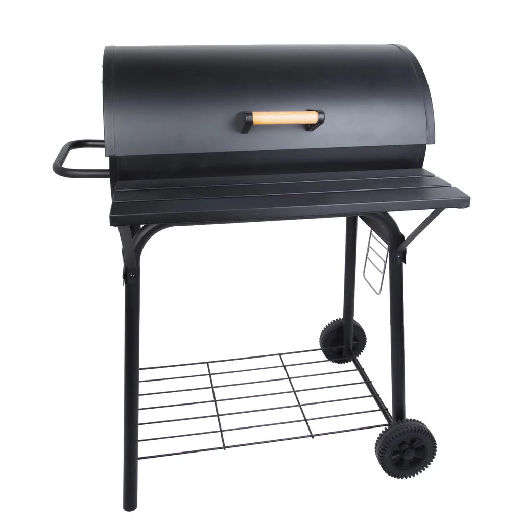 Portable Barrel Charcoal BBQ Grill with Front Shelf W55132