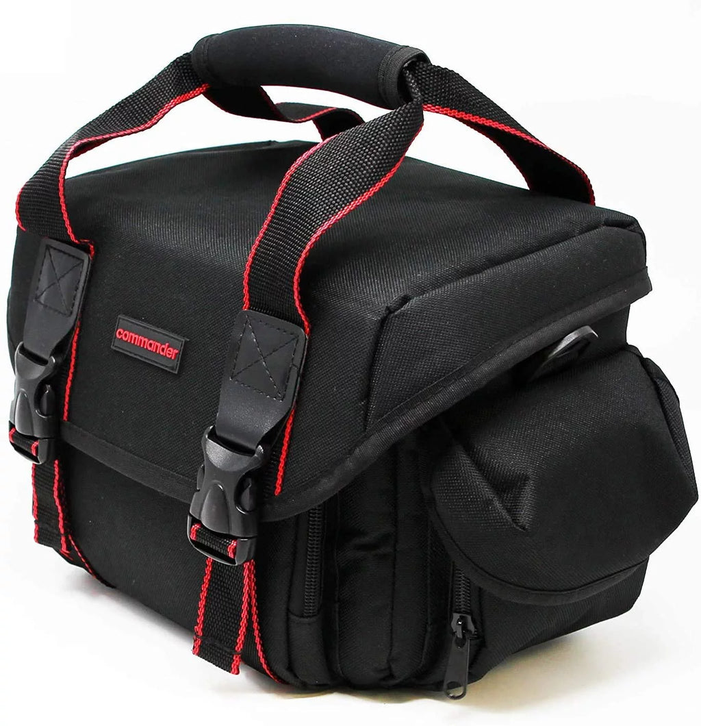 Large Universal DSLR Camera Case Gadget Bag, 11 x 7 x 7 Inches, Black/Red A195