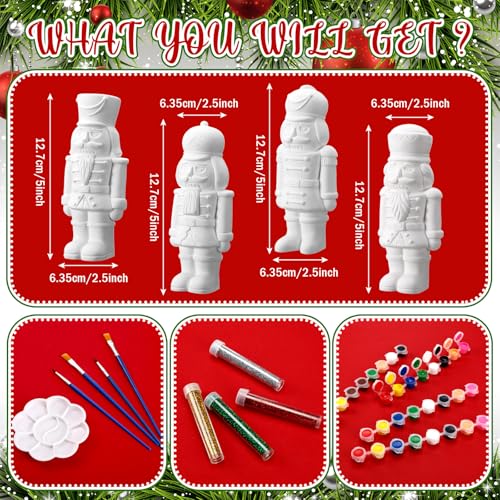 Set of 4 Ceramic Christmas Nutcrackers Paint Craft Kit E52968