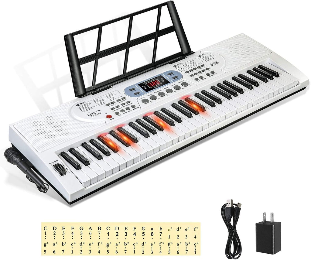 61 Key Lighted Keys Electronic Keyboard Piano with Microphone K16892