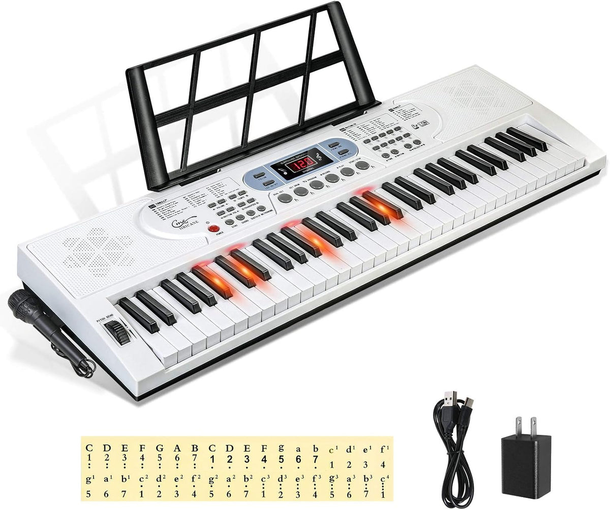 61 Key Lighted Keys Electronic Keyboard Piano with Microphone K16892