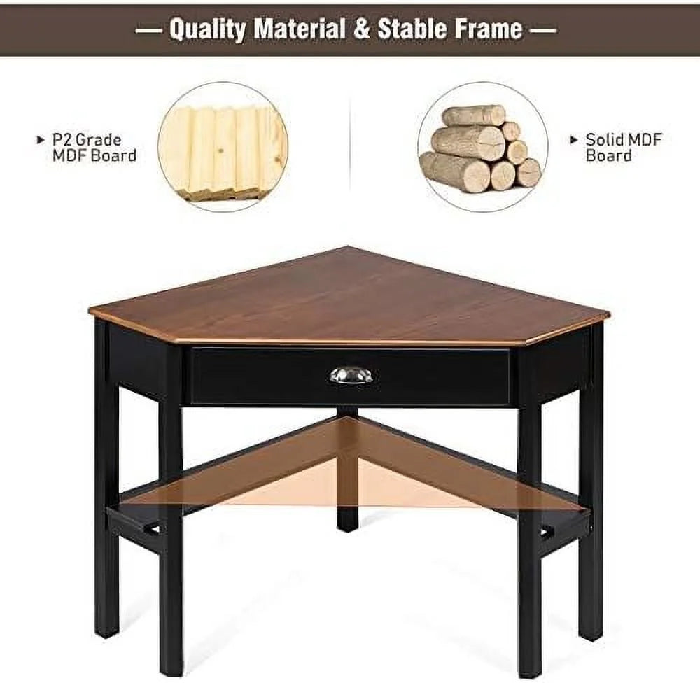White Corner Desk with Drawer and Shelves H425