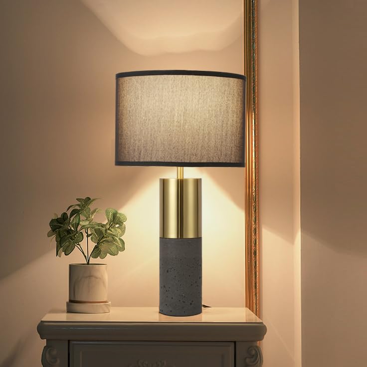 24" Tall Black Gold Set of 2 Concrete Touch Control Table Lamps T768