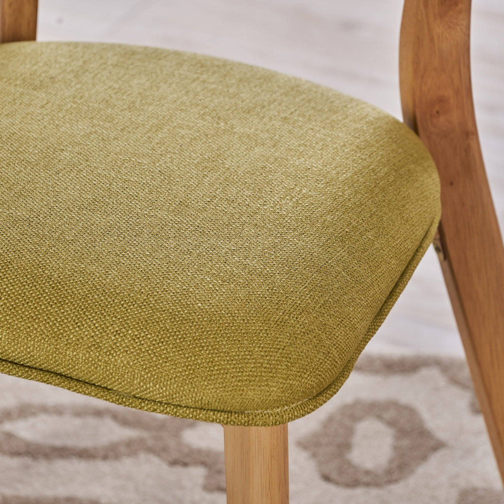 Set of 2 Light Beige Fabric Dining Chairs with Natural Oak Finish S4371