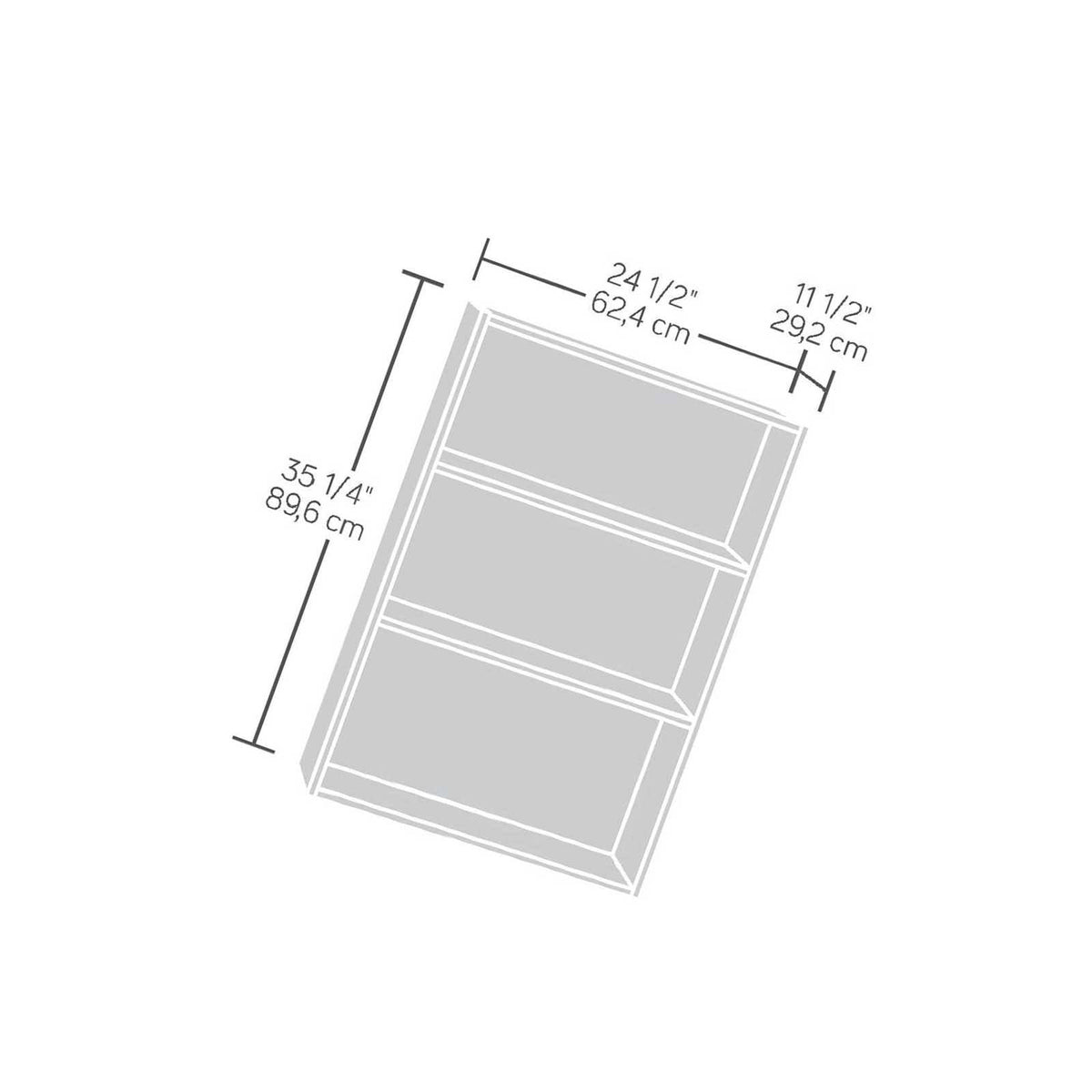 3-Shelf Bookcase, Soft White Finish C7416
