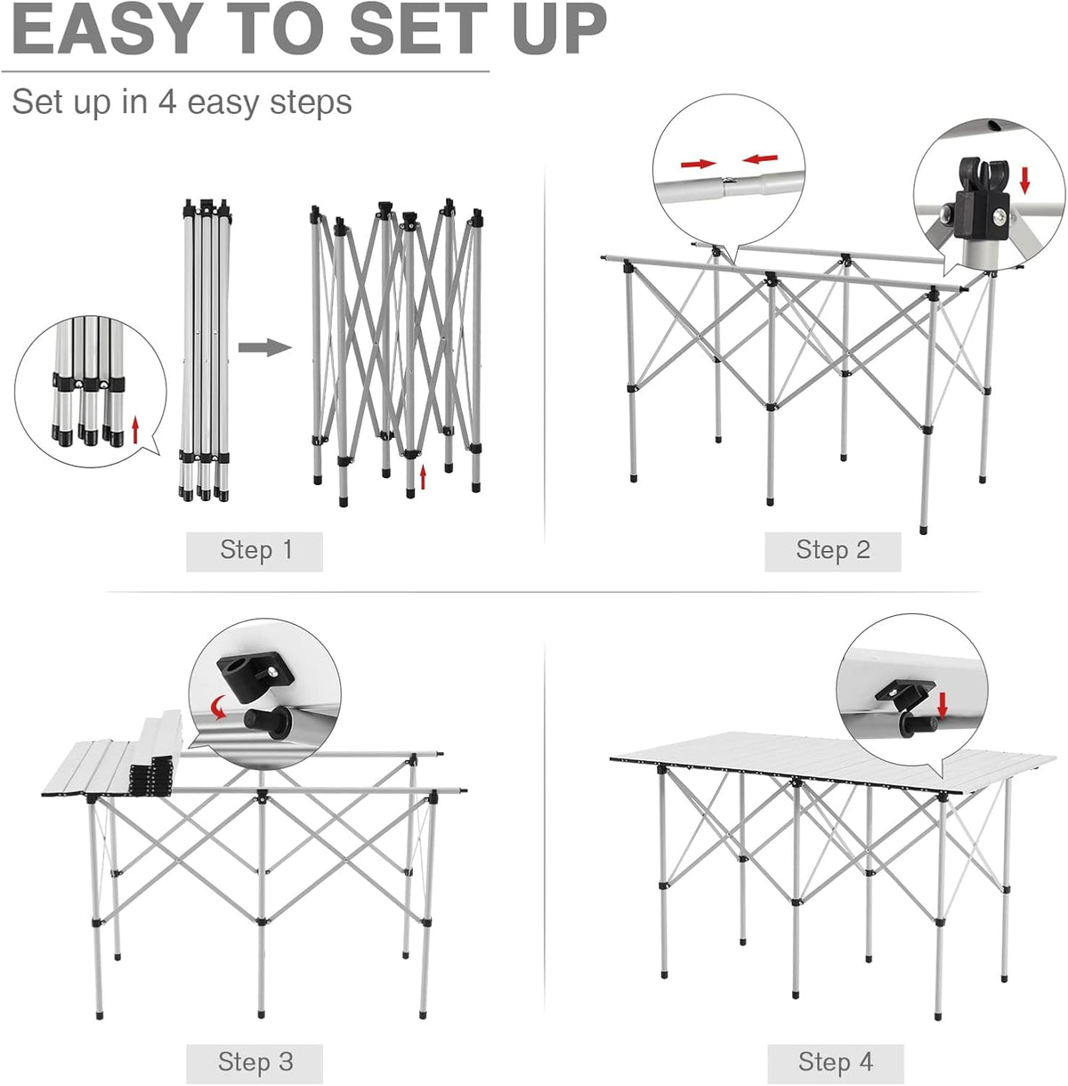 Lightweight Portable Aluminum Camping Table with Carry Bag U784901