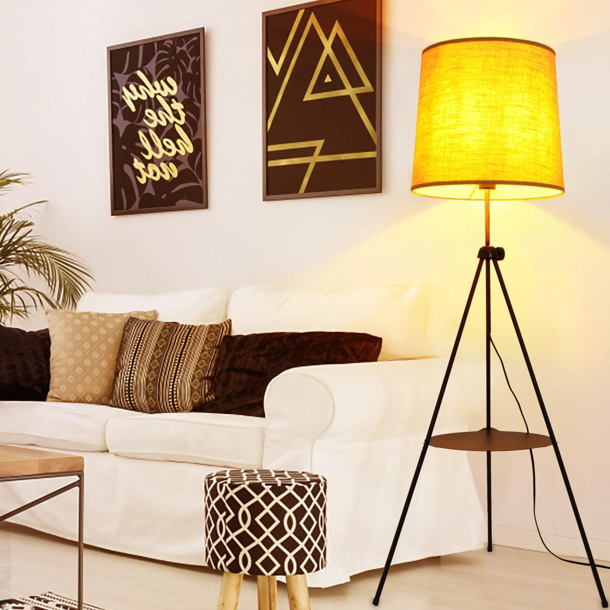 Tripod Floor Lamp with Table Shelf V1348