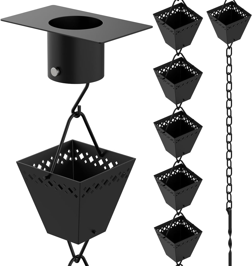 Black Powder Coated Rain Chain Kit 10 ft J9411