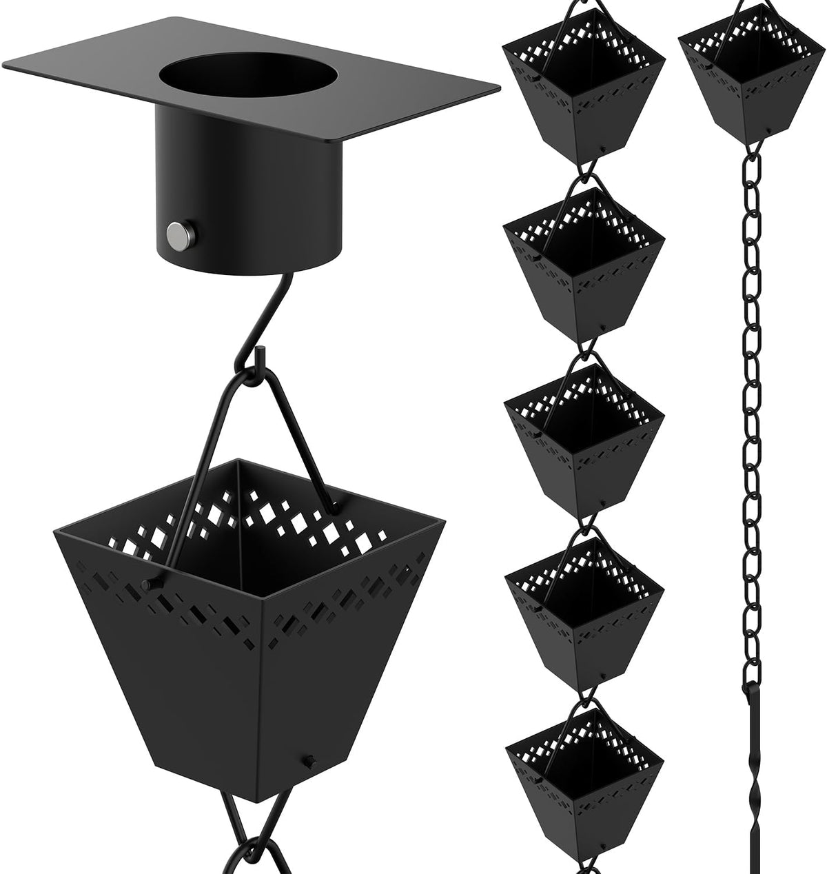 Black Powder Coated Rain Chain Kit 10 ft J9411