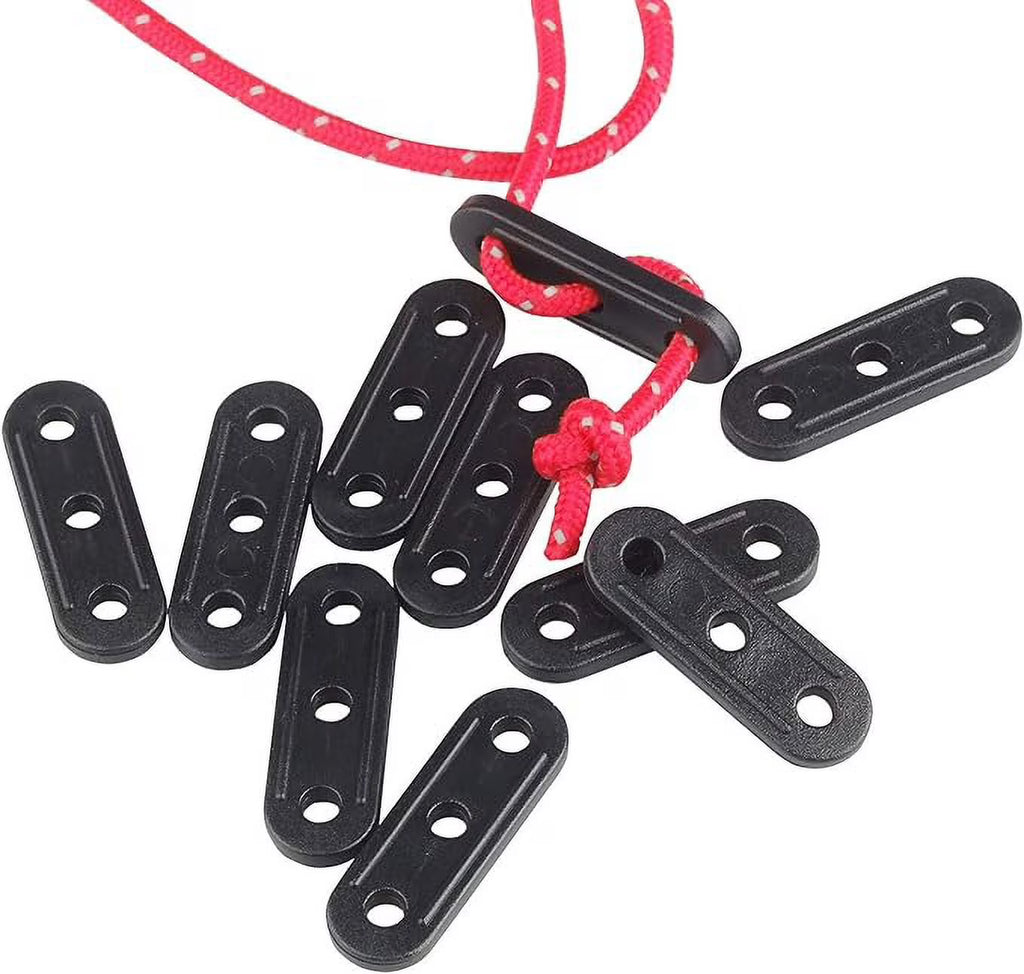 50 Pcs Black Plastic Cord Tensioners Rope Adjuster for Camping U70099