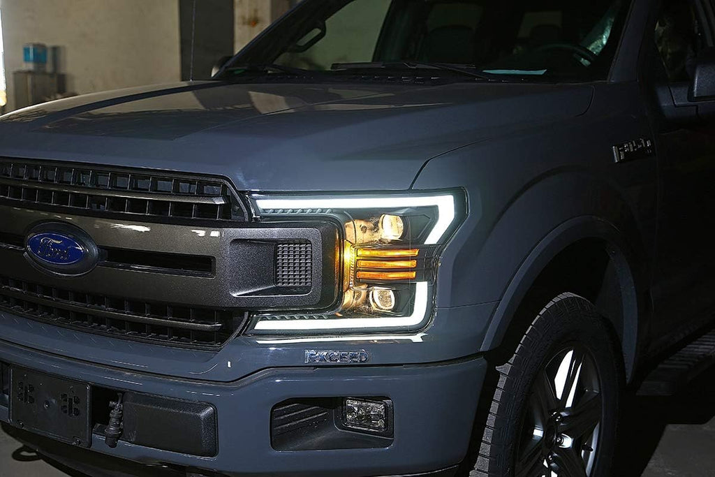 Jet Black LED Tube Dual Projector Headlights H9990