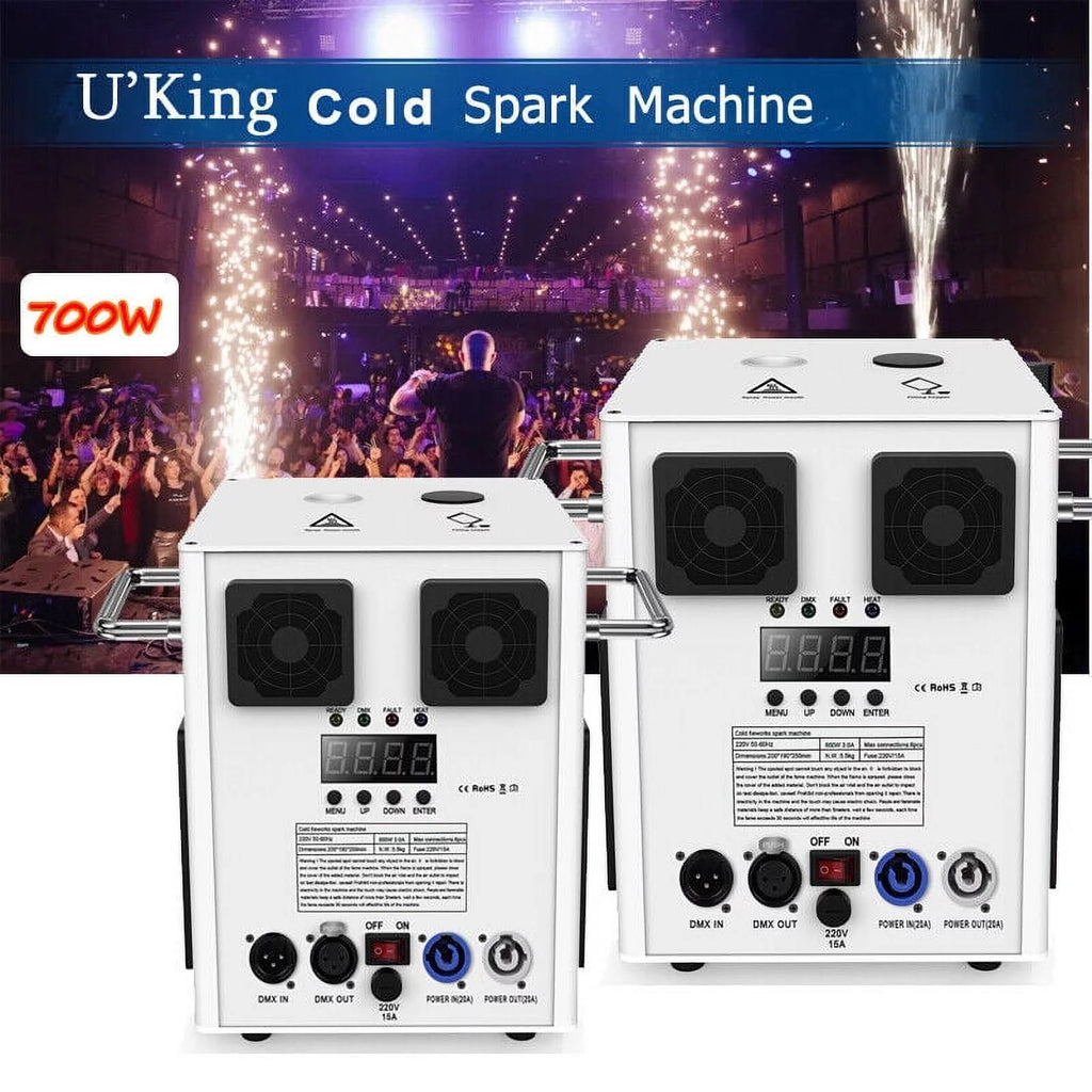 Cold Spark Machine 3-16FT Adjustable Stage Special Effect Machine with Wireless Remote Control DMX Low Noise Stage Equipment for Wedding DJ Disco Party 2pcs T729218