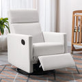 Beige Upholstered Swivel Rocker Recliner Chair L4456