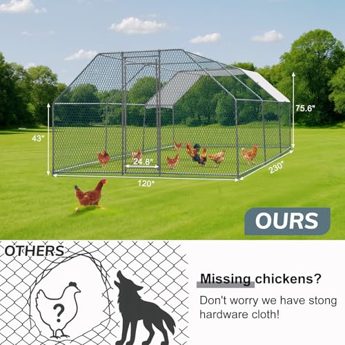 6.5 x 10 FT Metal Chicken Coop with Waterproof Cover A500265