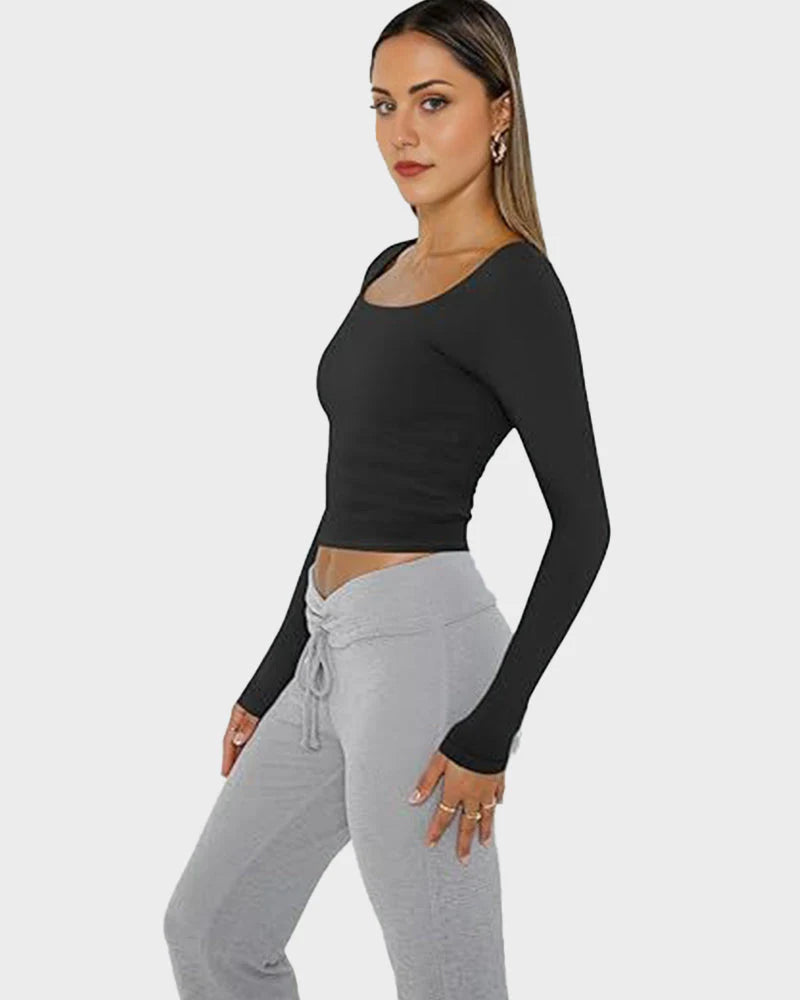 Slim-Fit Square-Neck Crop Top Q998