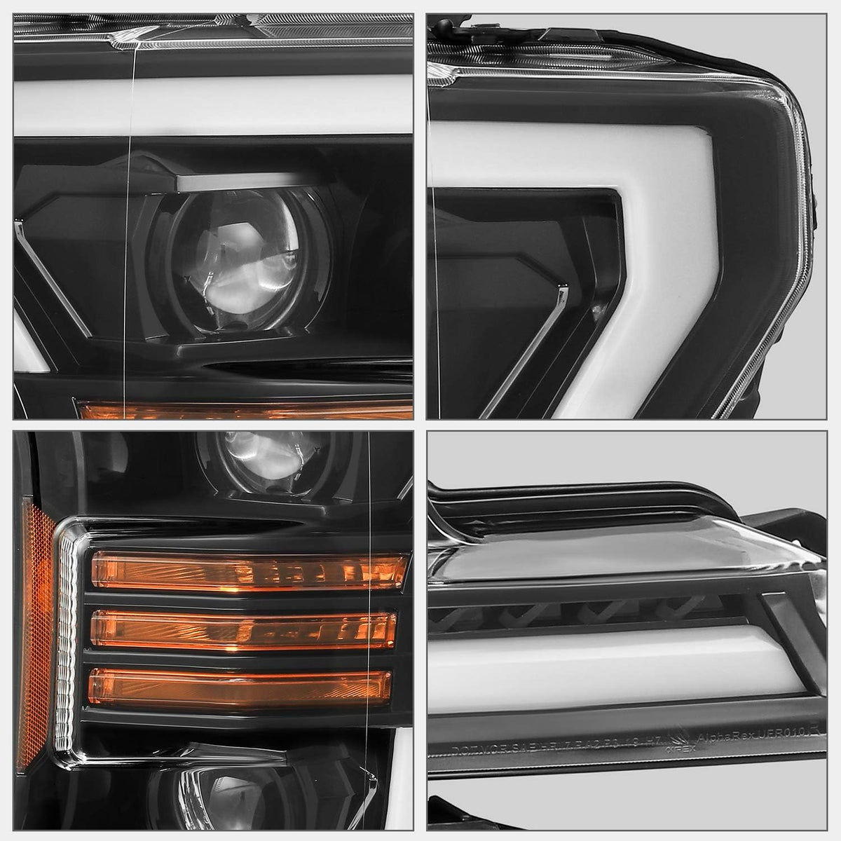 Jet Black LED Tube Dual Projector Headlights H9990