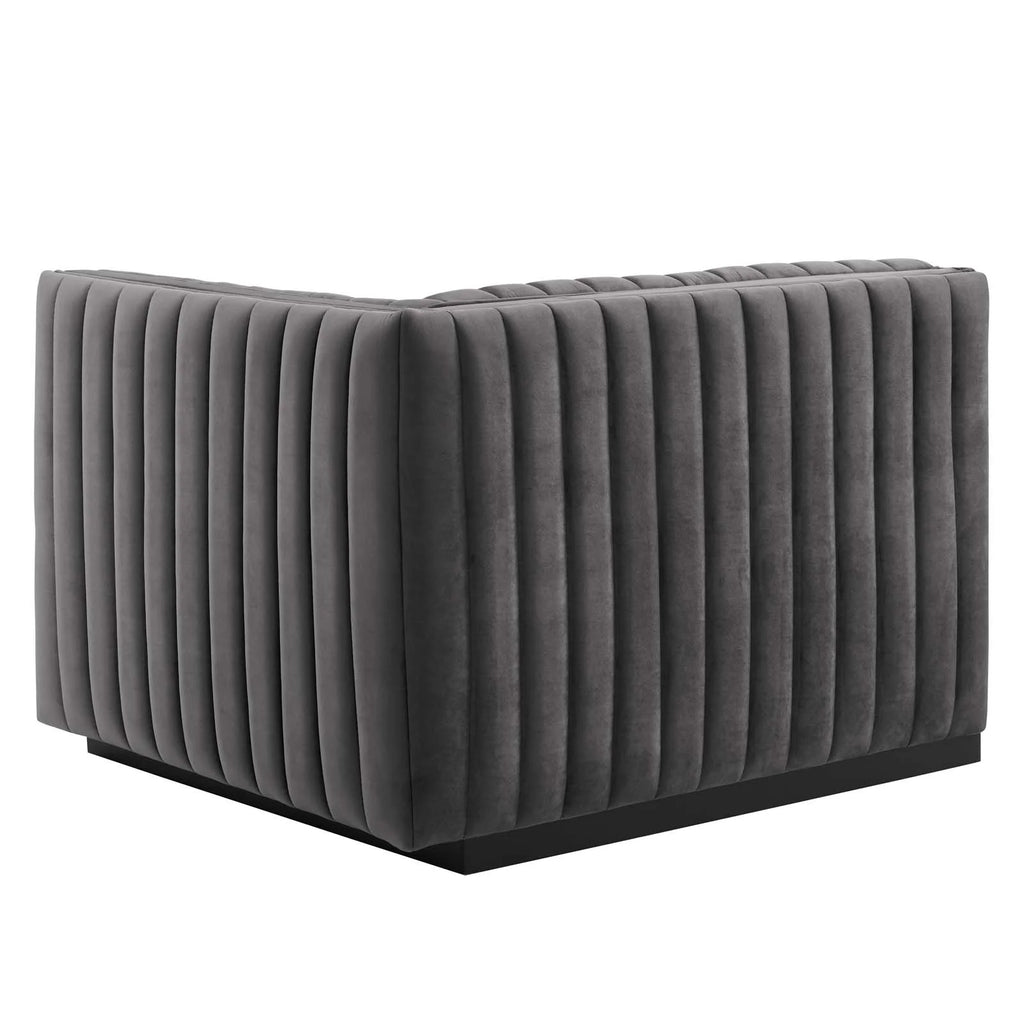 Black Gray Performance Velvet Sofa Q654