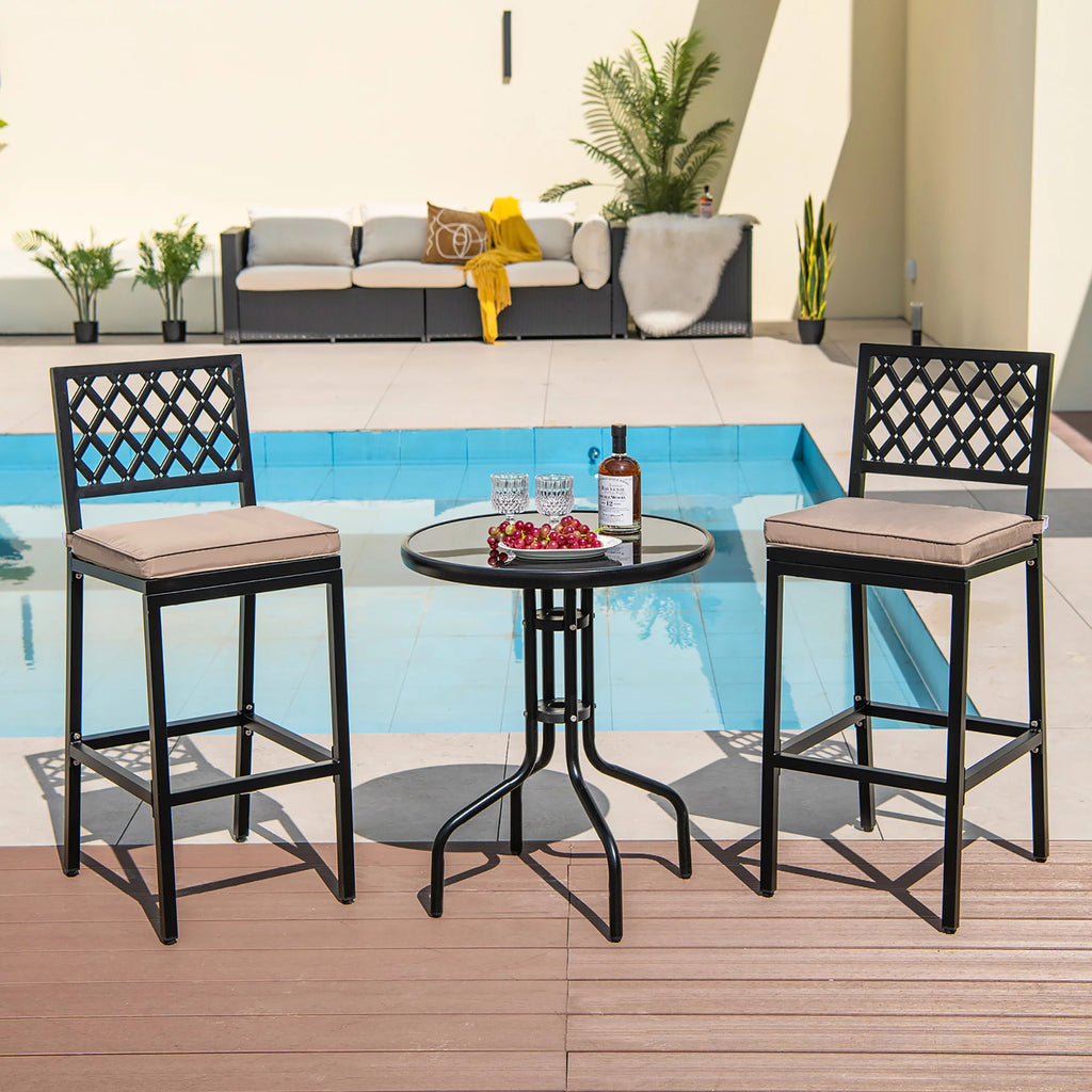 Set of 2 Metal Bar Stools with Cushion A1507