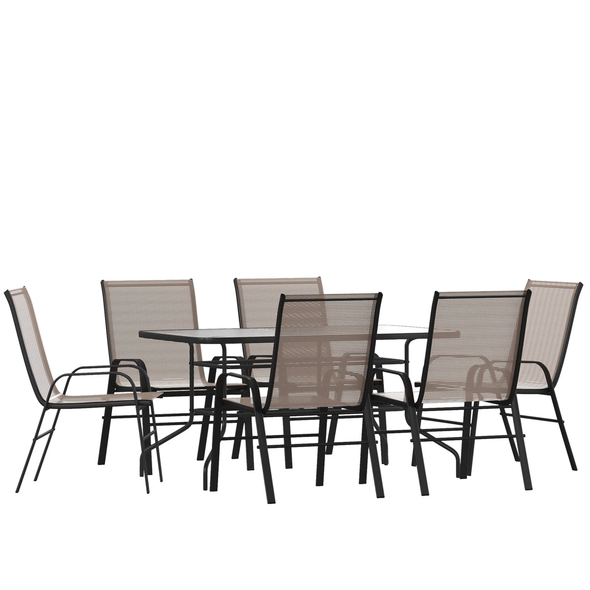 7 Piece Outdoor Patio Dining Set with Umbrella Hole K204
