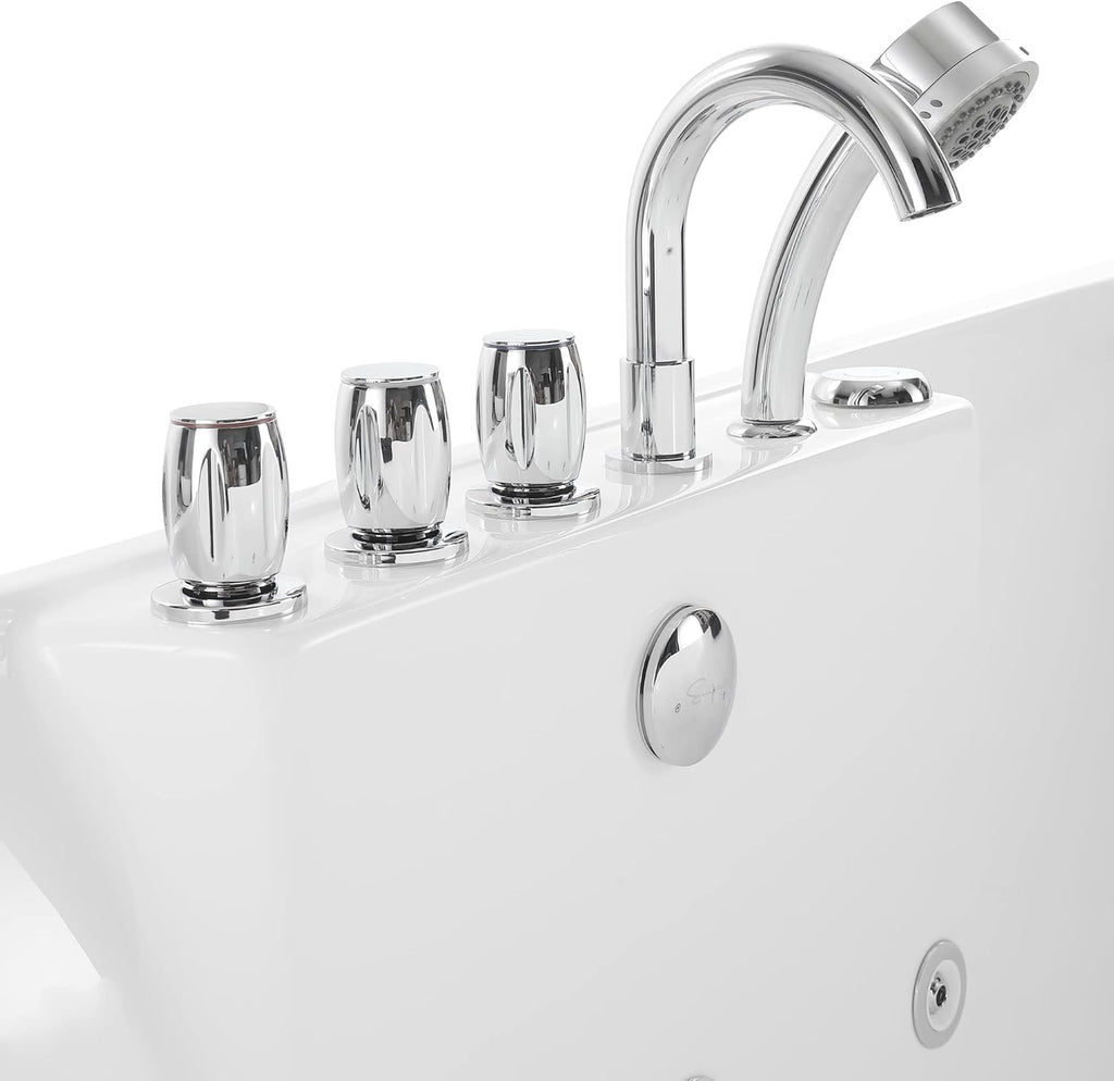 67 Inch Freestanding Acrylic Whirlpool Bathtub with 8 Jets, White S9564