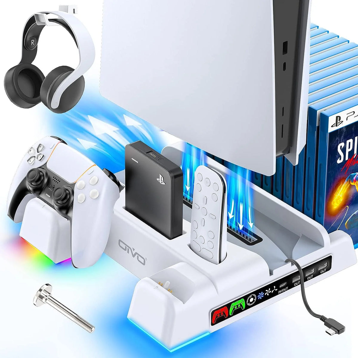 PS5 Stand and Cooling Station with RGB LED A5616