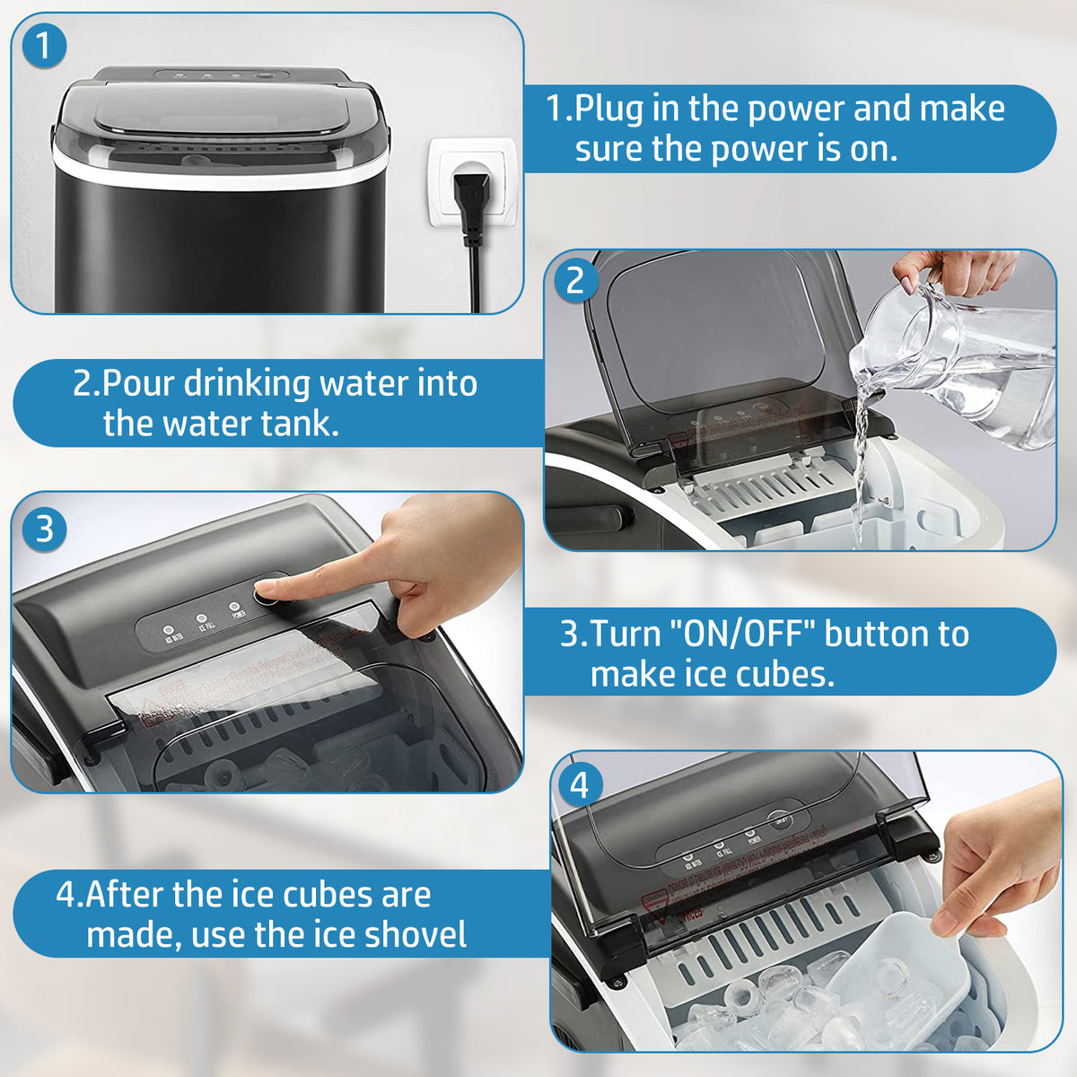 Black Countertop Ice Maker Machine M38483