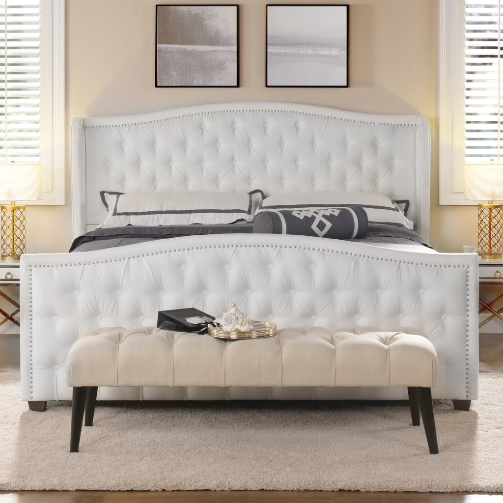 Tufted Wingback King Bed Bright White X92465