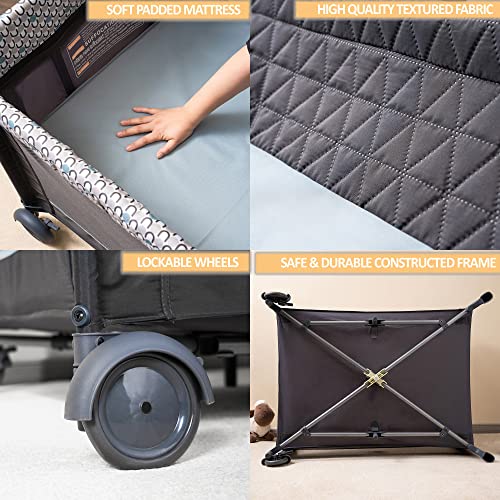 5 in 1 Foldable Baby Crib with Bassinets, Changing Table, Newborn Napper, Diaper Stacker, Playpen D15275