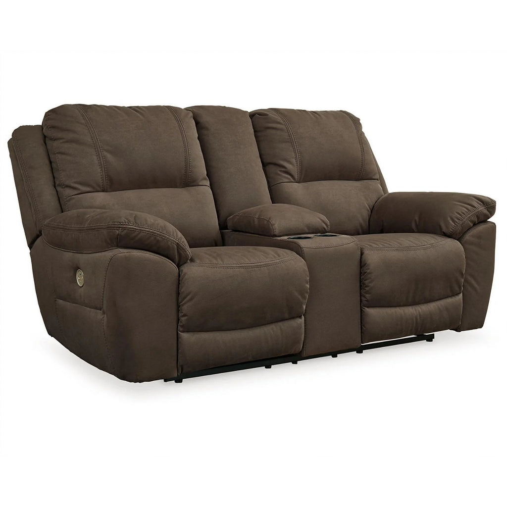 Brown Faux Leather Power Reclining Loveseat X138453
