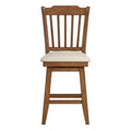 Oak Spindle Back Swivel Chair with Beige Linen Seat S460