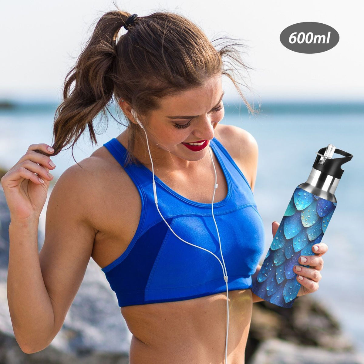 20 oz Insulated Stainless Steel Water Bottle with Straw Lid O7716