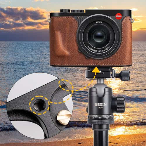 Genuine Leather Camera Case with Bottom Hole D33077