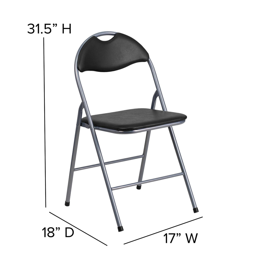 Black Vinyl Metal Folding Chair 4 Pk N22422