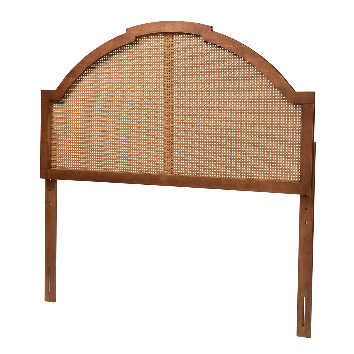 Ash Walnut Finished Wood Queen Size Headboard with Rattan H856