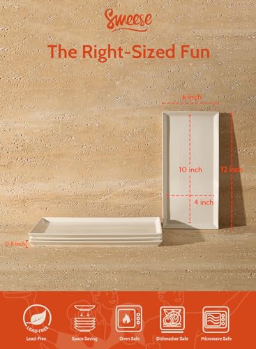 White 12 Inch Porcelain Rectangular Serving Platters Set of 4 M5175