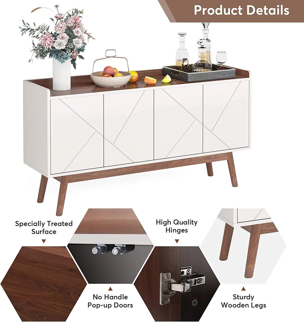 55" Buffet Cabinet with Storage and Doors T9041