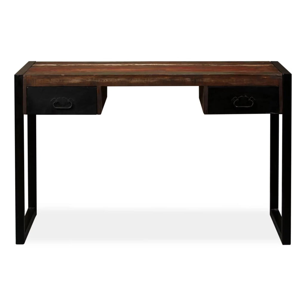 Writing Desk with 2 Storage Drawers Reclaimed Wood Steel Legs J122