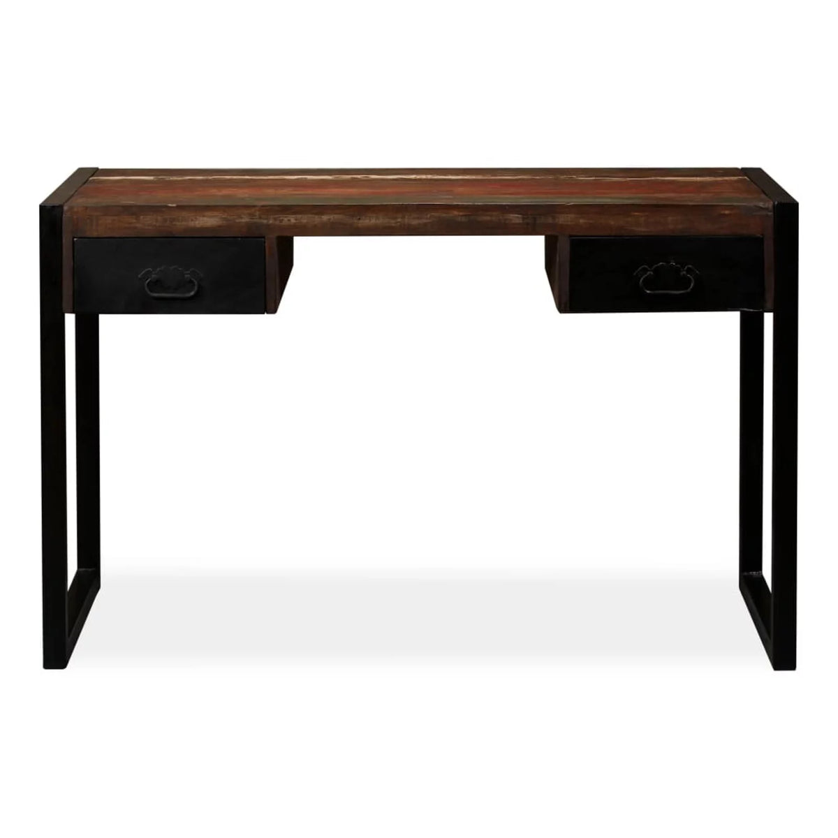 Writing Desk with 2 Storage Drawers Reclaimed Wood Steel Legs J122